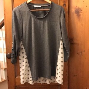 Cotton shirt with silk back detail